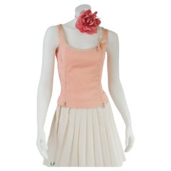 Prada Archival Baby Pink and Beige Silk Corset Bustier Top w Zips Corset