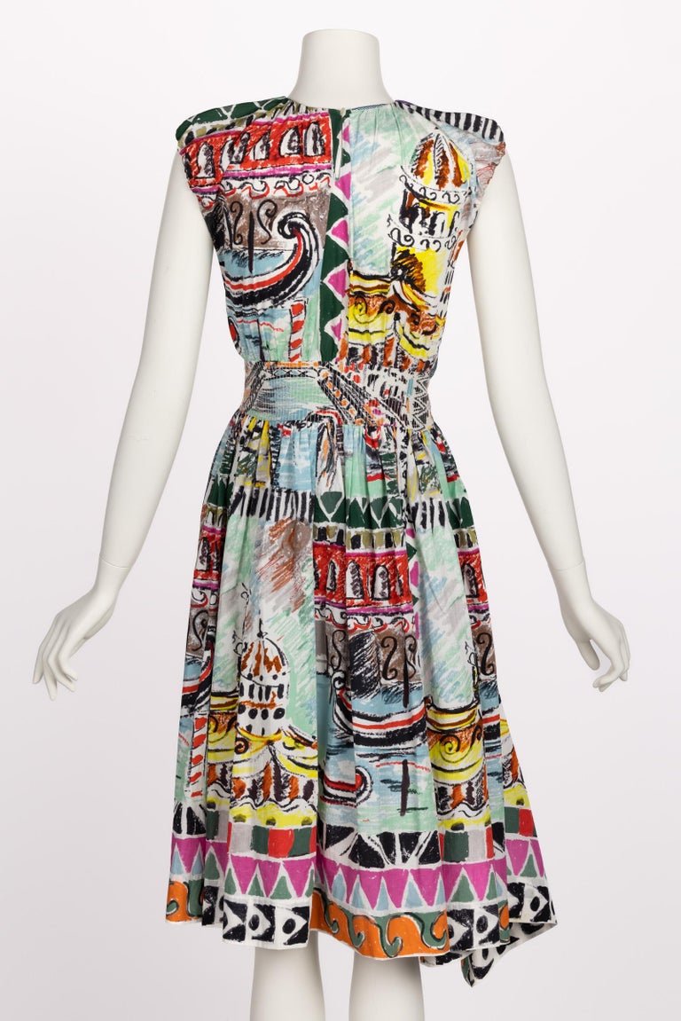 Prada Archive Print Venice Postcard Sleeveless Midi Poplin Dress 2019 at  1stDibs | postcard print dress