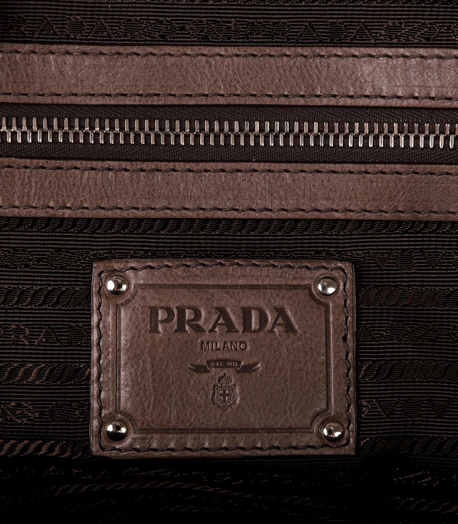 Prada Ardesia & Fumo Ombre Glace Calf Leather Bowling Bag 5