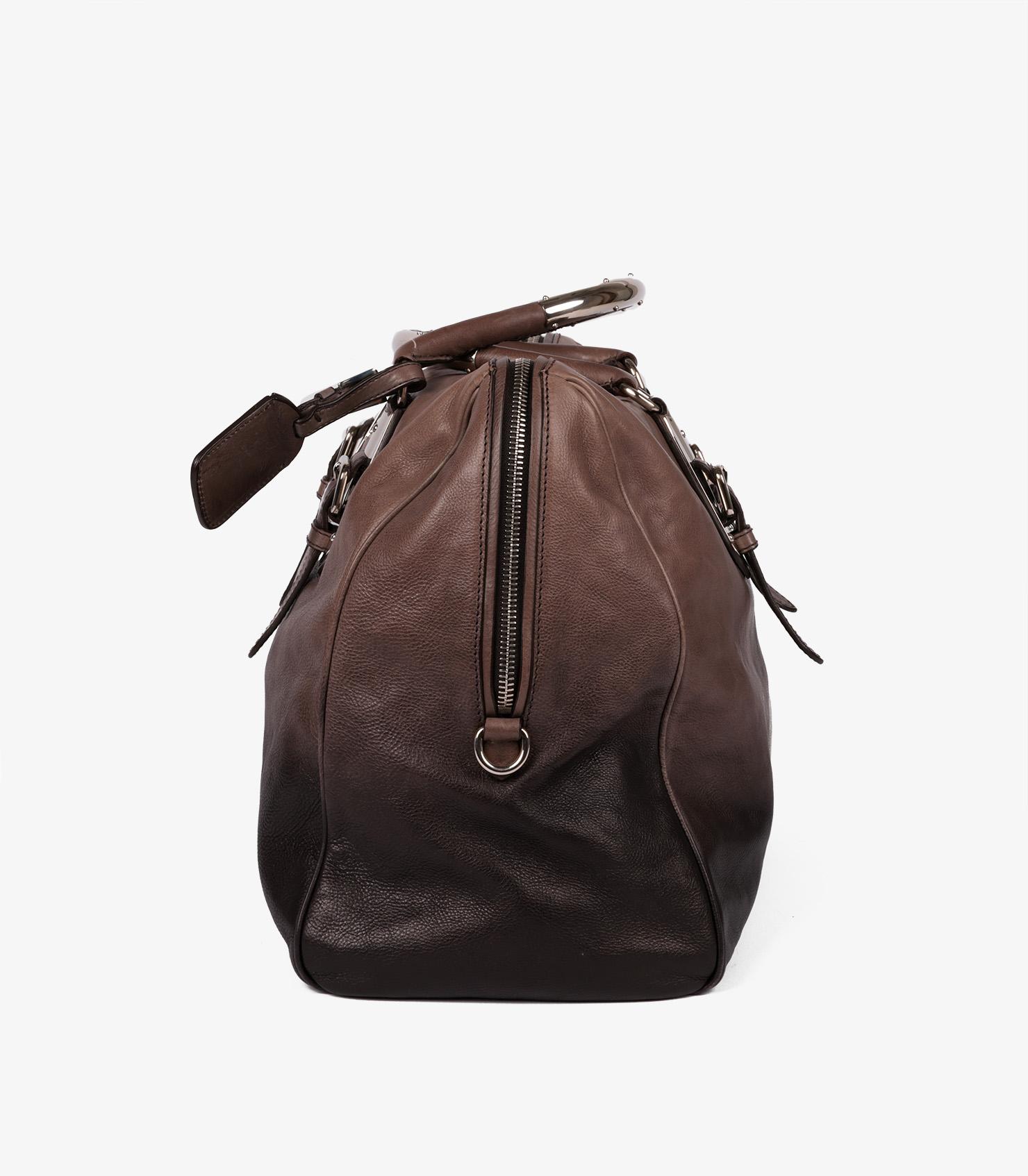 Women's or Men's Prada Ardesia & Fumo Ombre Glace Calf Leather Bowling Bag