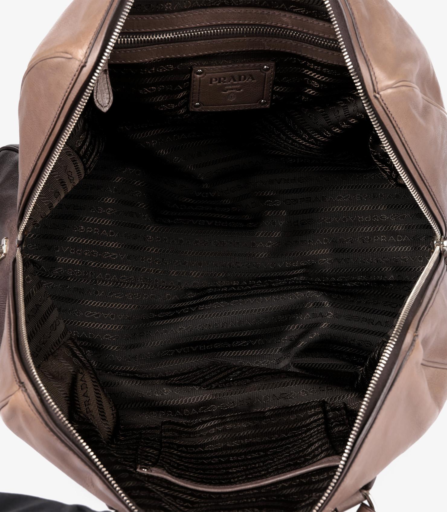 Prada Ardesia & Fumo Ombre Glace Calf Leather Bowling Bag 4