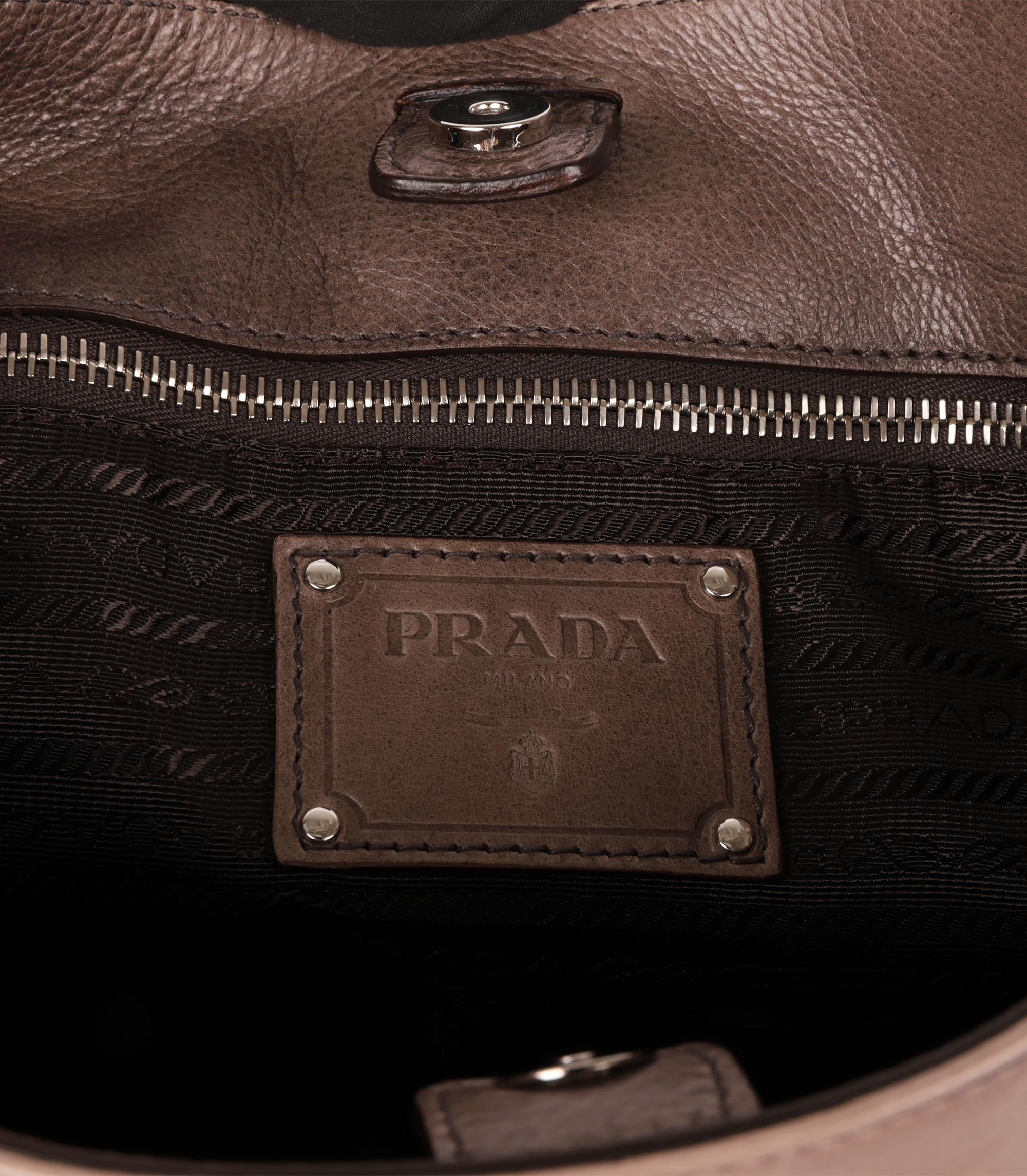 Prada Ardesia & Fumo Ombre Glace Calf Leather Side Pocket Hobo Bag 5