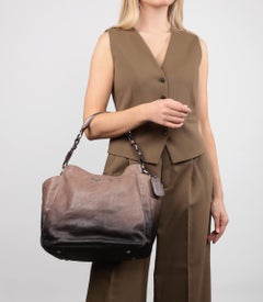 Prada Ardesia & Fumo Ombre Glace Calf Leather Side Pocket Hobo Bag