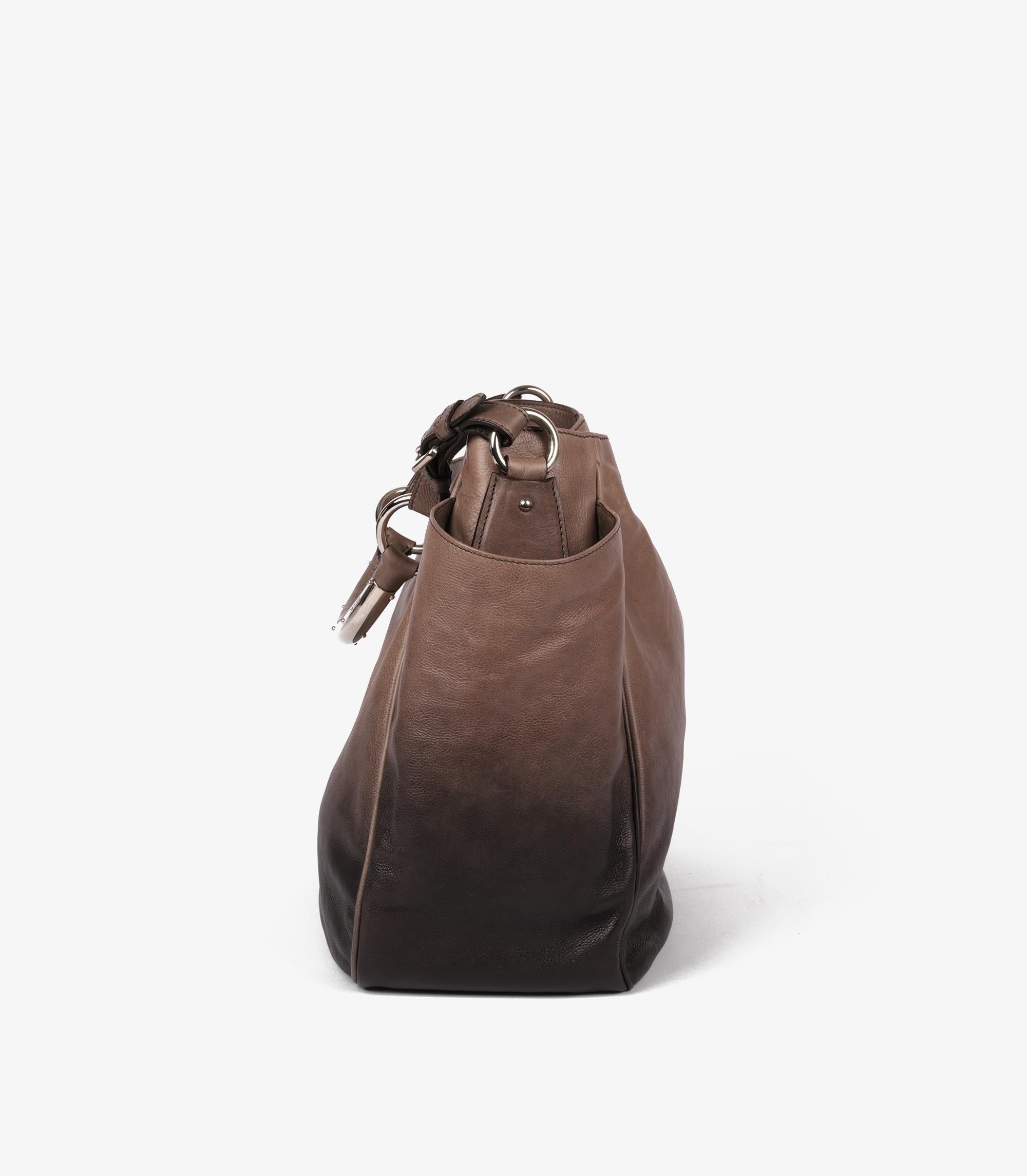 Prada Ardesia & Fumo Ombre Glace Calf Leather Side Pocket Hobo Bag In Excellent Condition In Bishop's Stortford, Hertfordshire