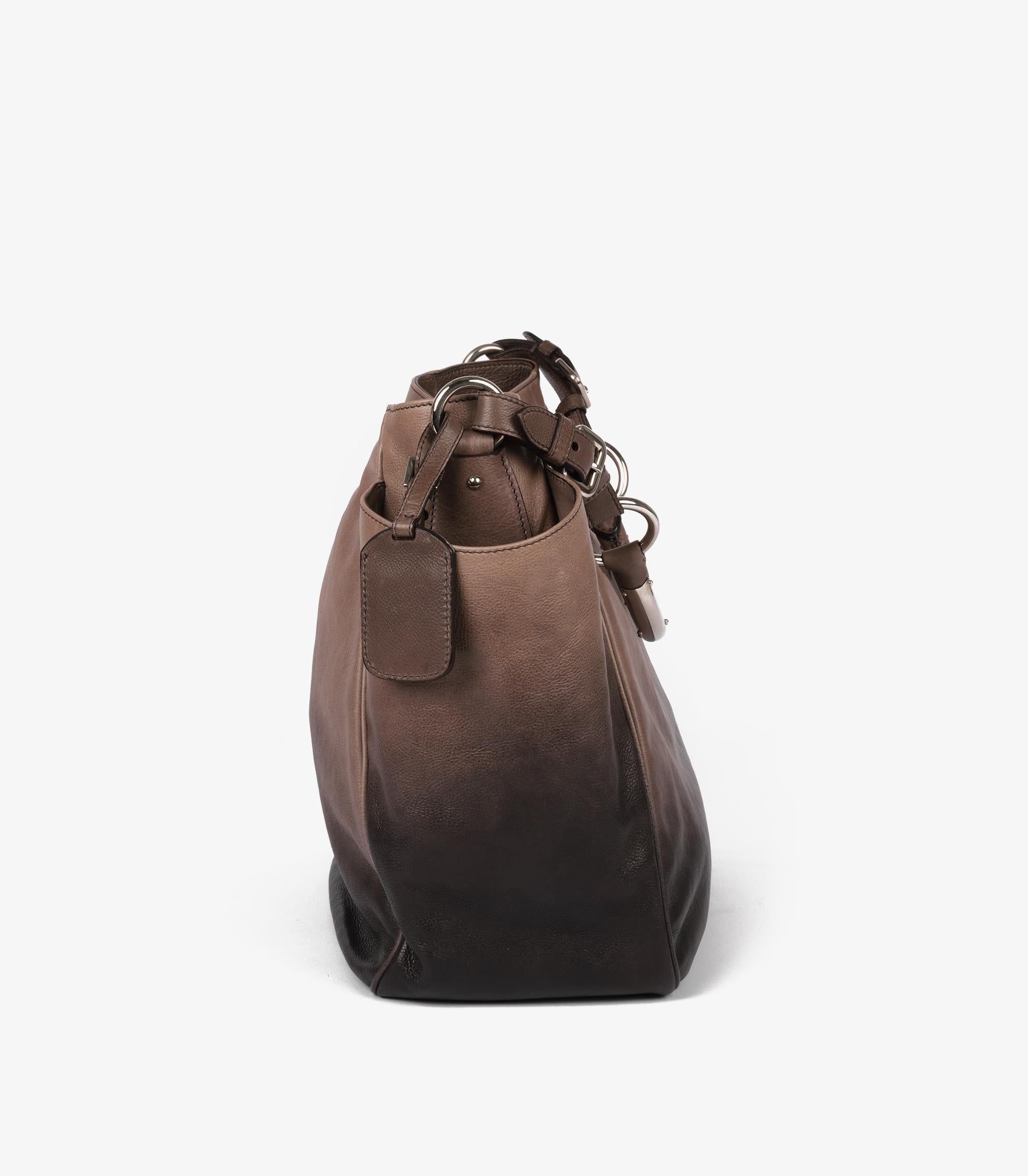 Prada Ardesia & Fumo Ombre Glace Calf Leather Side Pocket Hobo Bag 1