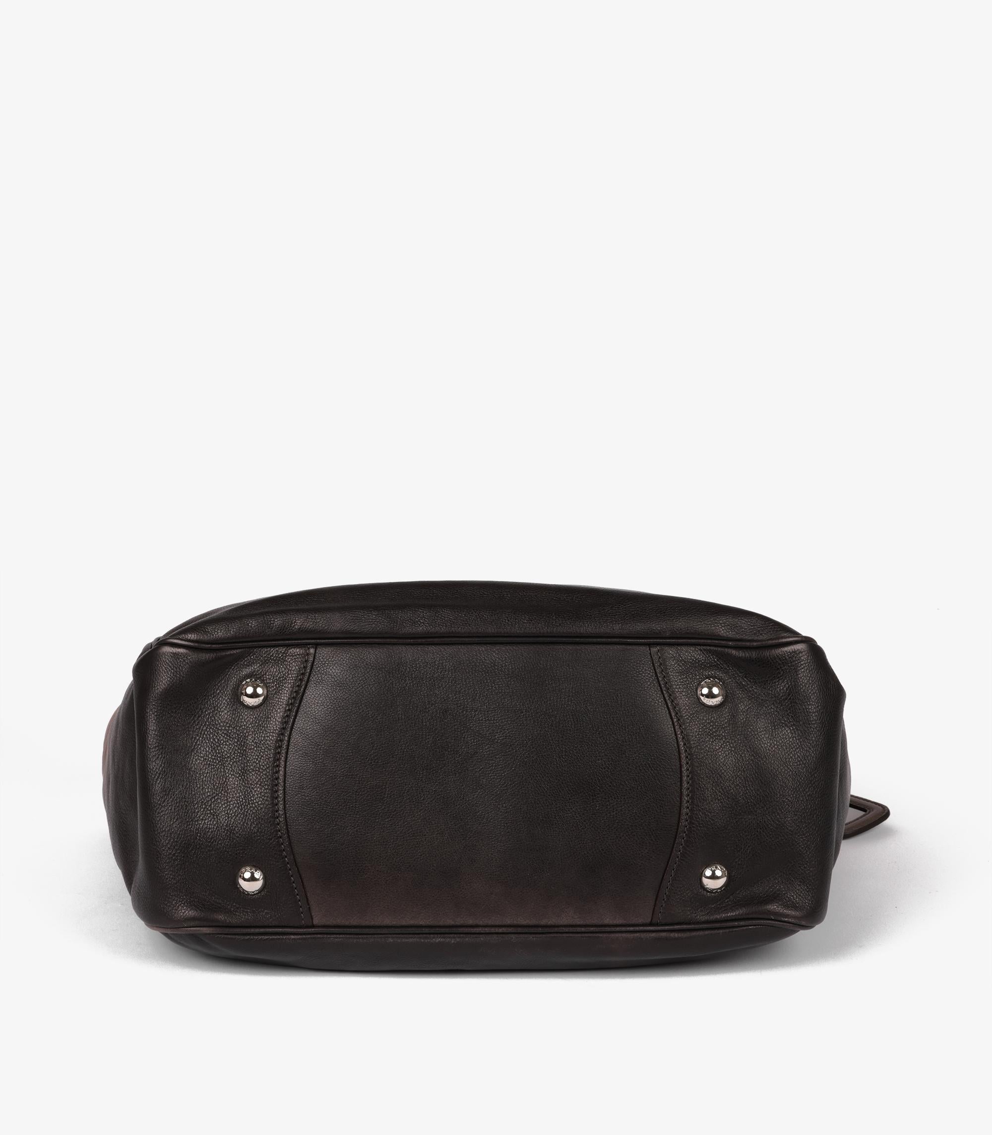 Prada Ardesia & Fumo Ombre Glace Calf Leather Side Pocket Hobo Bag 2