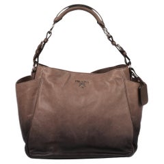 Prada Ardesia & Fumo Ombre Glace Calf Leather Side Pocket Hobo Bag