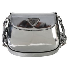 Prada Argento Spazzolato Mini Cleo Flap Bag