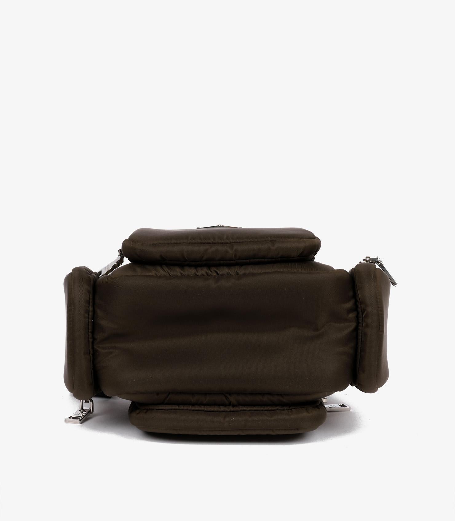 Prada Army Green Nylon & Black Lambskin Leather Cargo Bag 3