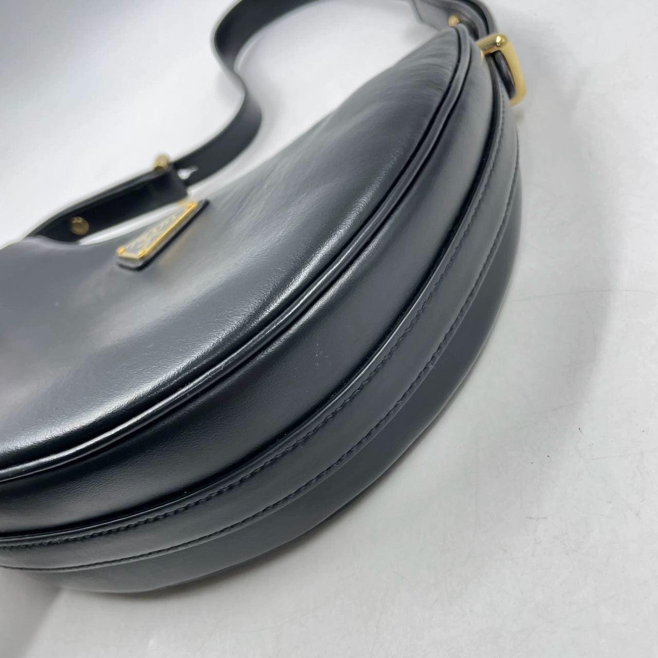 Prada Arqué black calfskin leather shoulder bag Crescent Moon Shape 6