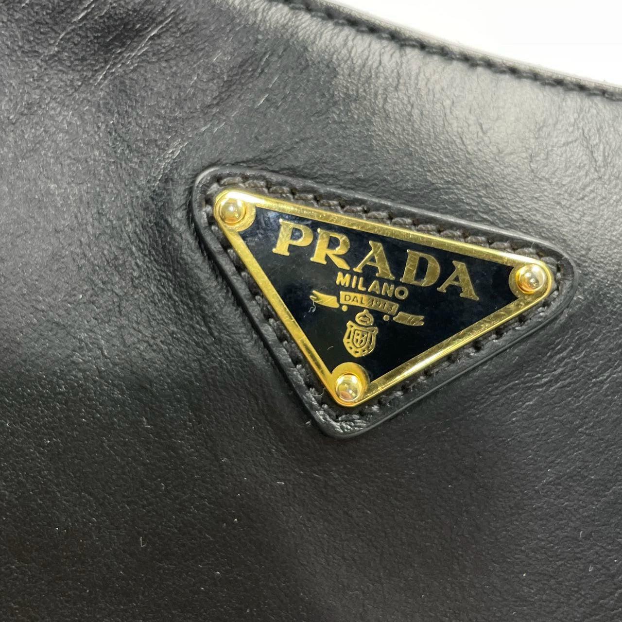 Prada Arqué black calfskin leather shoulder bag Crescent Moon Shape 9