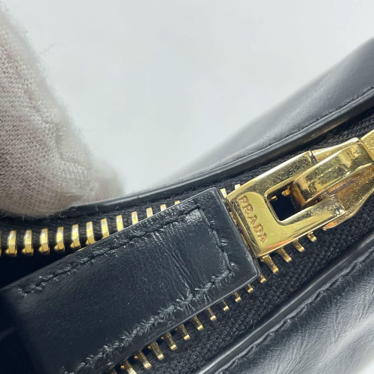 Prada Arqué black calfskin leather shoulder bag Crescent Moon Shape 10