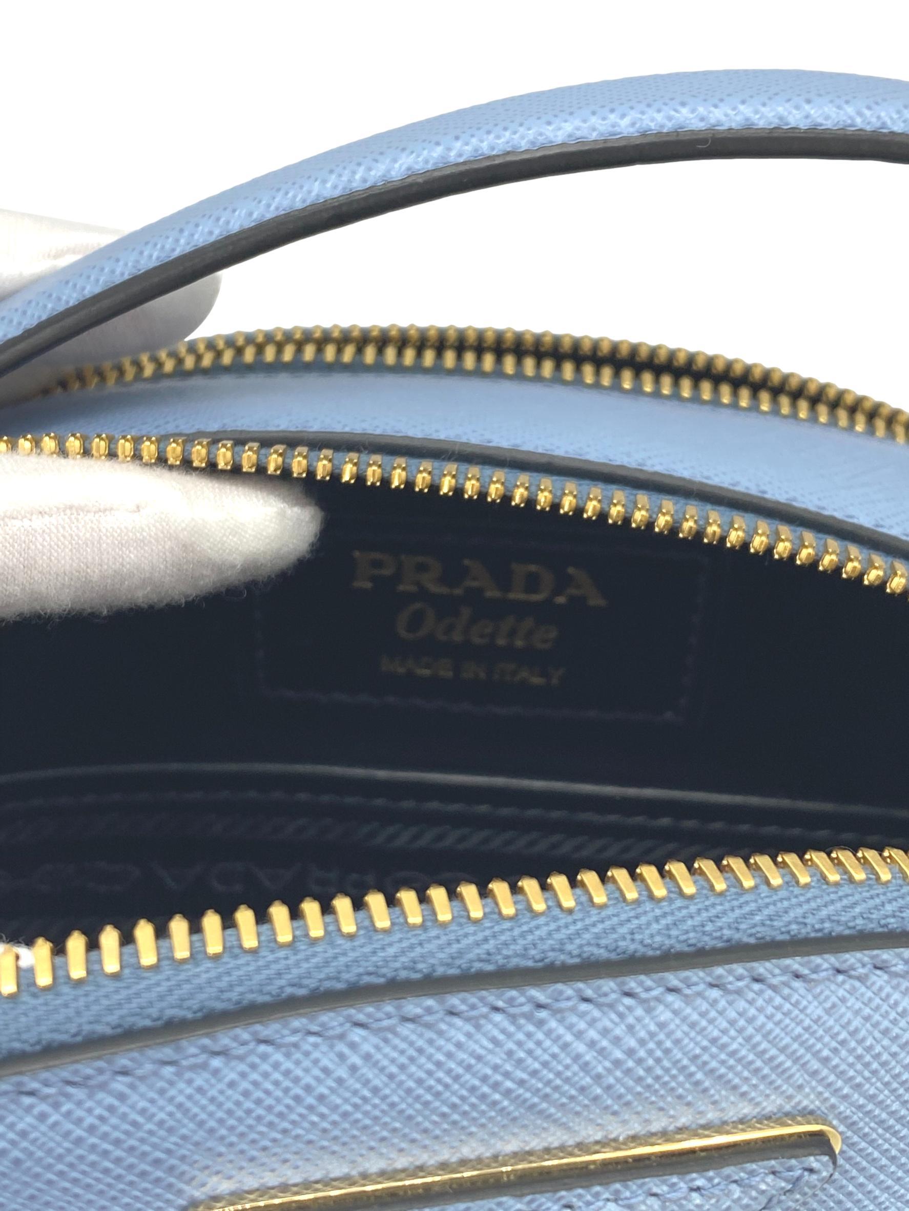 Prada Astral Blue Saffiano Leather Odette Top Handle Cross-body Bag 3