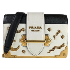 Prada Astrology Moon Stars Small Leather Cahier GHW Crossbody Bag White