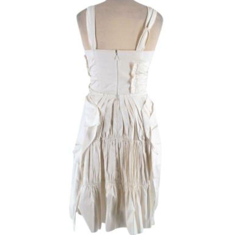 Prada asymmetric pleated cotton poplin dress In Good Condition For Sale In London, GB