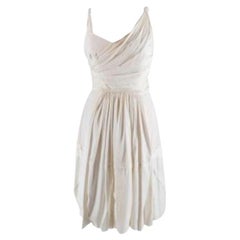 Prada asymmetric pleated cotton poplin dress