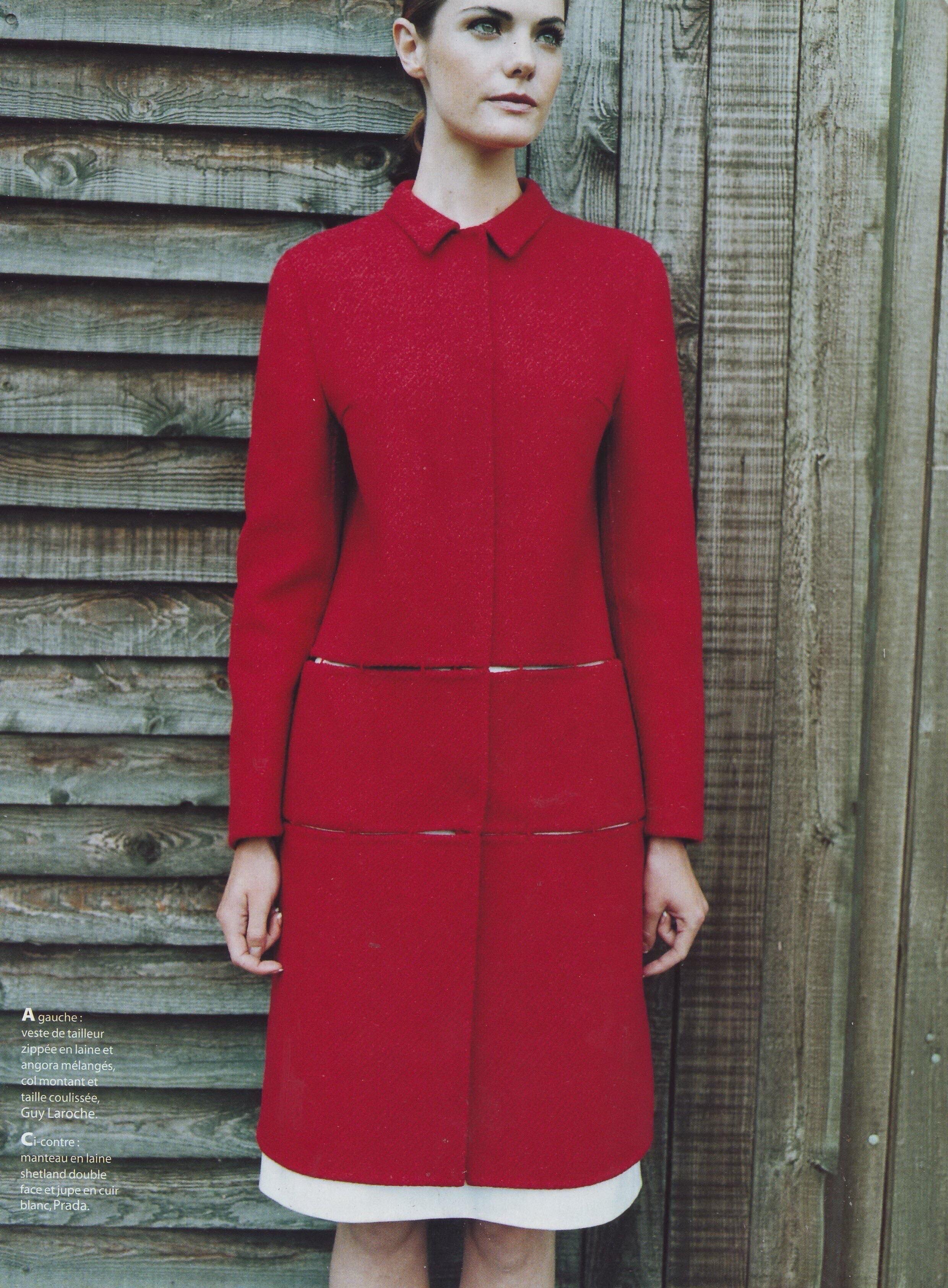 Prada Automne/Hiver 1998 Campagne de défilé Manteau en laine rouge à piqûres ouvertes Excellent état - En vente à Manchester, GB