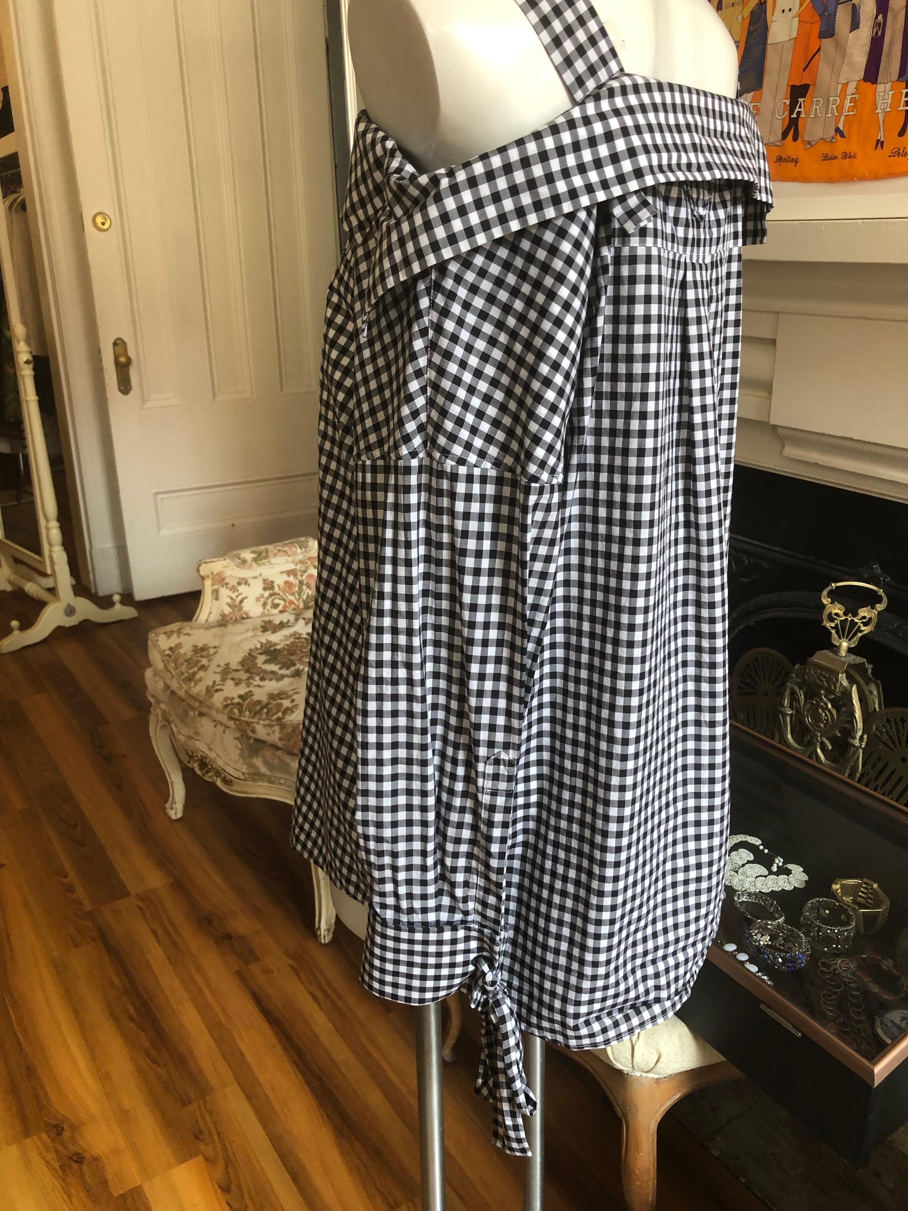PRADA B & W Vichy kariertes schulterfreies Top/Tunika (40 Itl) Damen