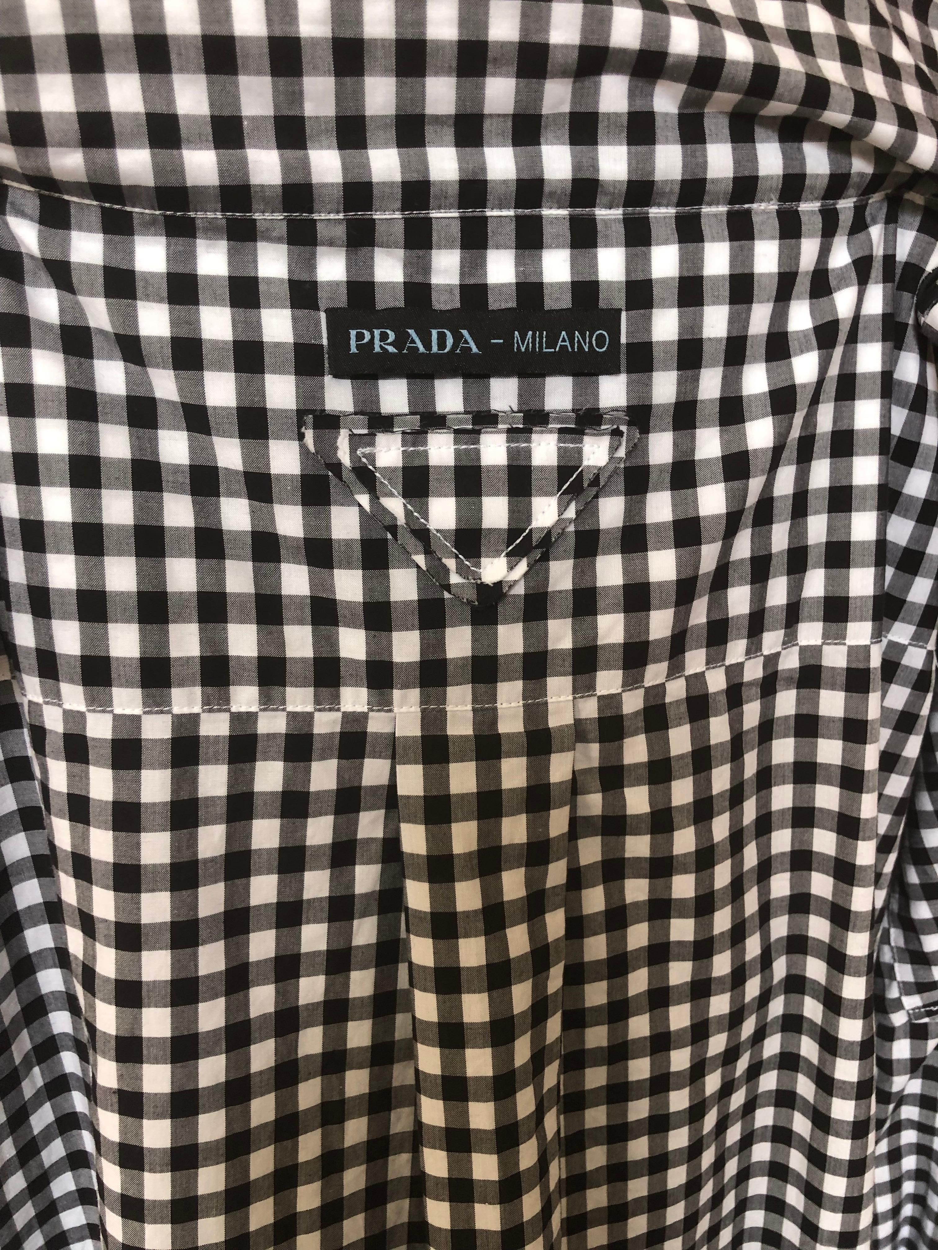 PRADA B & W Vichy kariertes schulterfreies Top/Tunika (40 Itl) 1