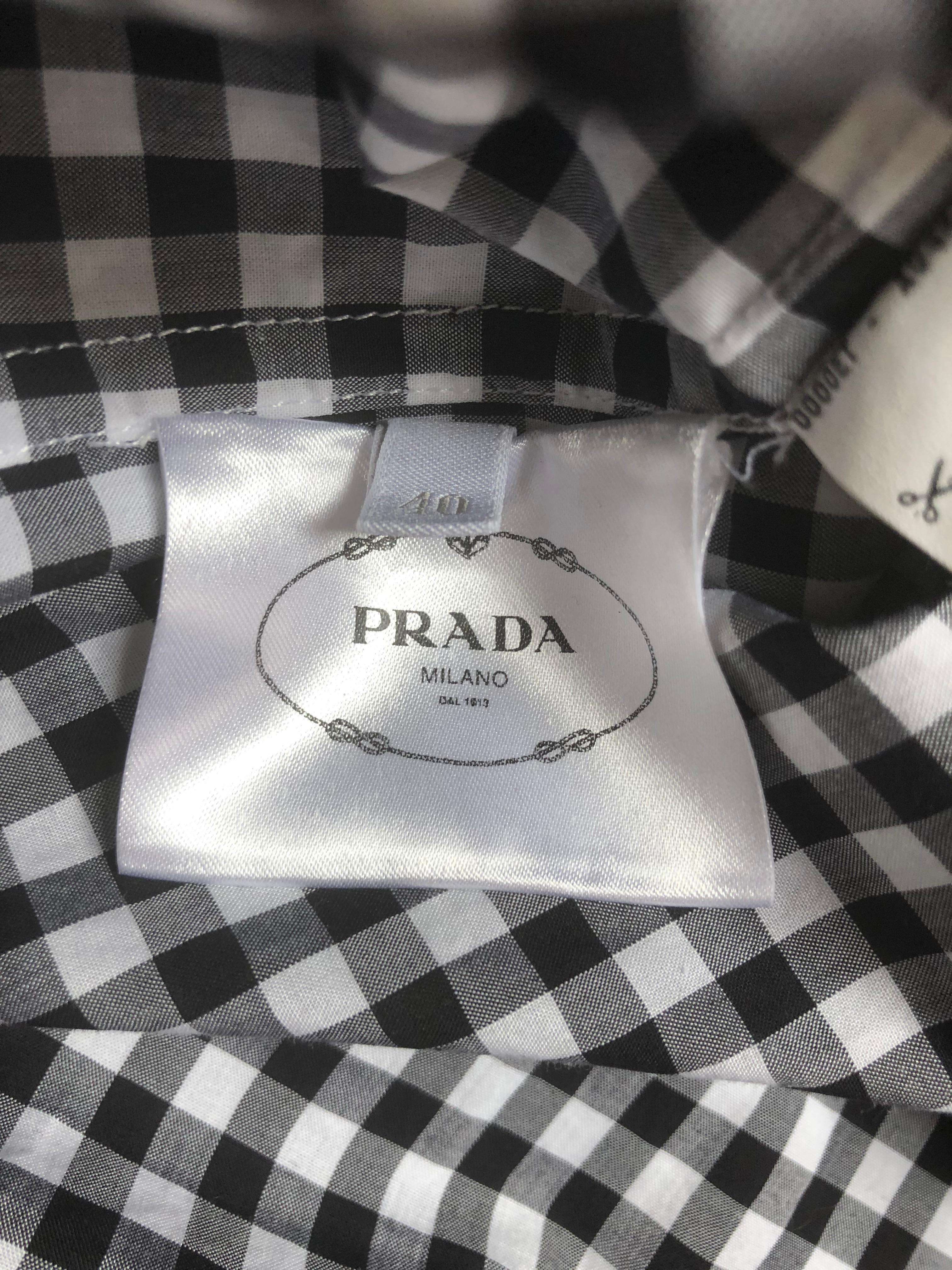 PRADA B & W Vichy kariertes schulterfreies Top/Tunika (40 Itl) 2