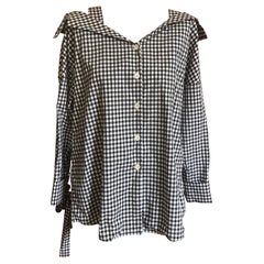 PRADA B & W Vichy Check On or Off Shoulder Top/Tunic (40 Itl)