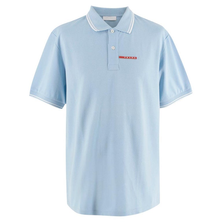 Prada Baby Blue Short Sleeve Polo Shirt For Sale at 1stDibs