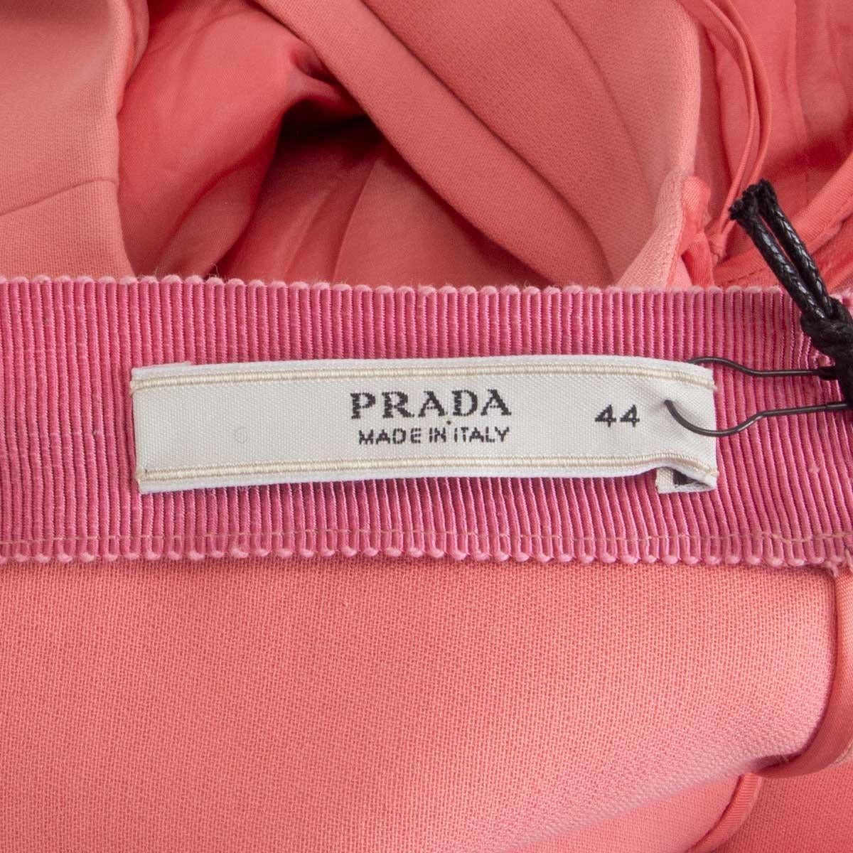 PRADA Babyrosa ärmelloses Etuikleid aus Baumwolle mit Kordelzug 44 L Damen im Angebot