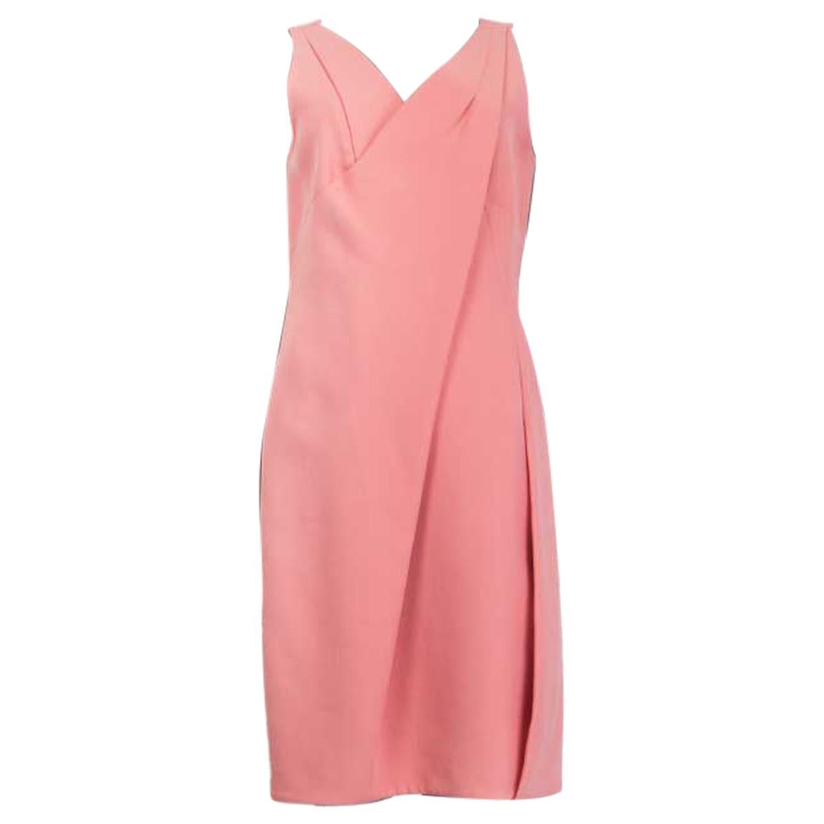 PRADA baby pink cotton DRAPED Sleeveless Shift Dress 44 L For Sale