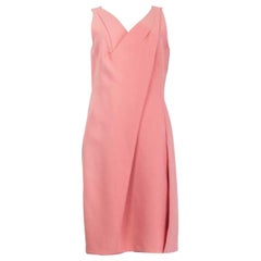PRADA rosa baby in cotone Abito Shift senza maniche DRAPED 44 L