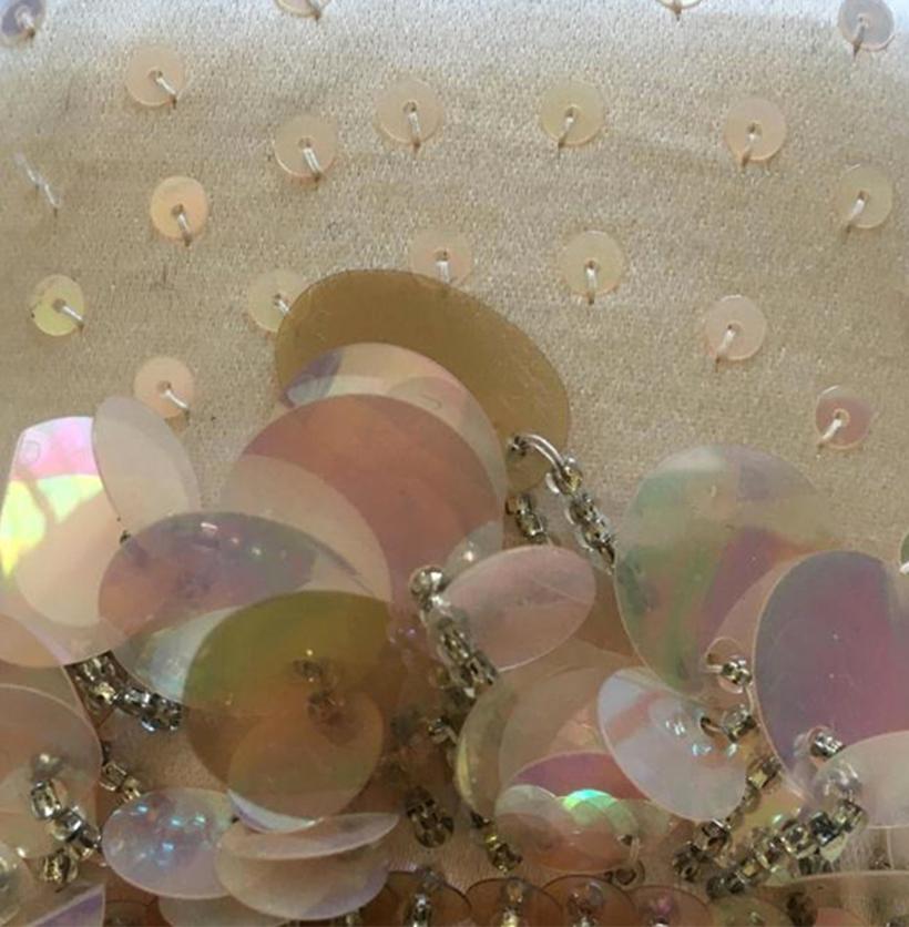 Marron Ballerine Prada rose pâle brodée de paillettes et de perles, automne-hiver 1999 en vente