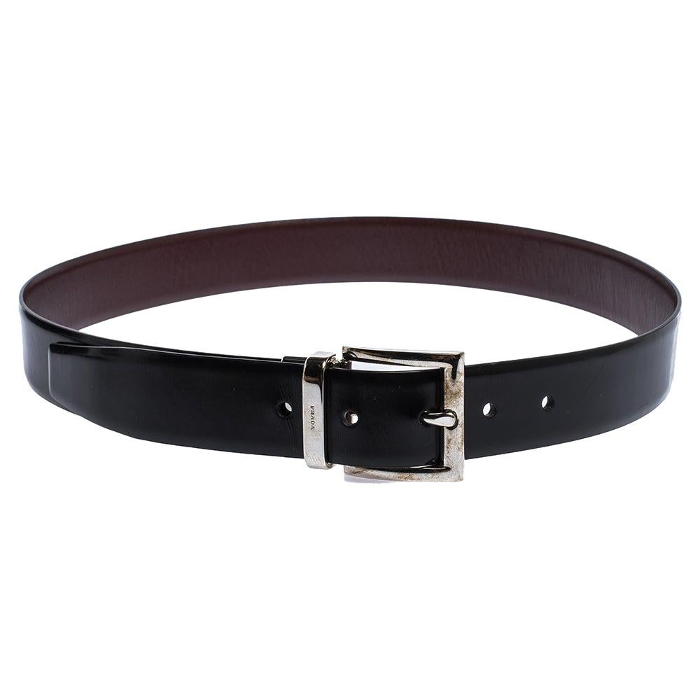 Prada Back Leather Buckle Belt 85CM