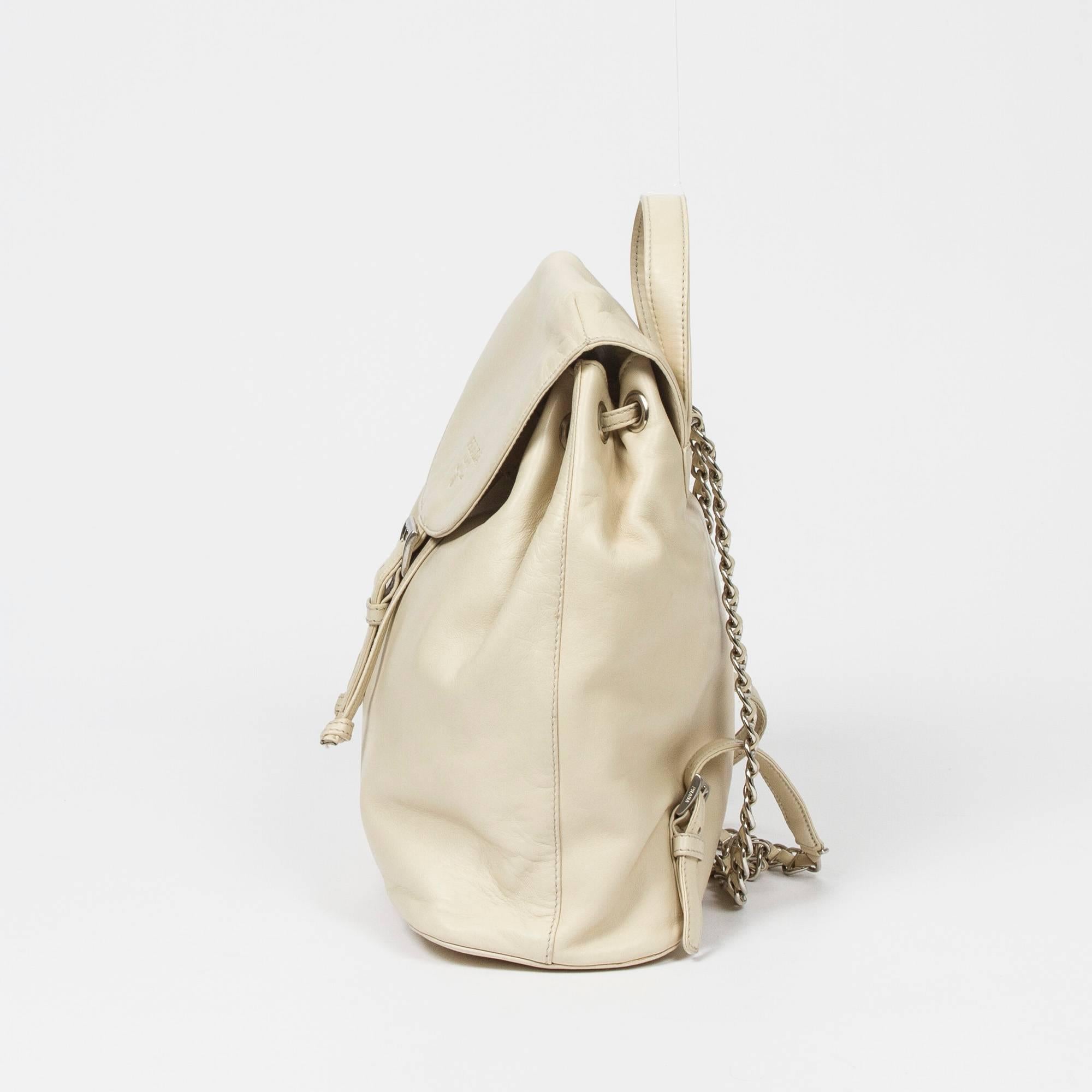 Beige Prada Backpack in Ivory calf leather