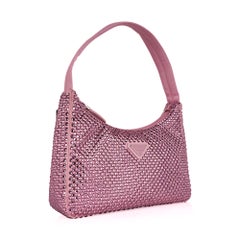 Prada Bag Pink Satin Crystal Mini Re-Edition 2000 Alabastro