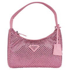 Prada Bag Pink Satin Crystal Mini Re-Edition 2000 Alabastro