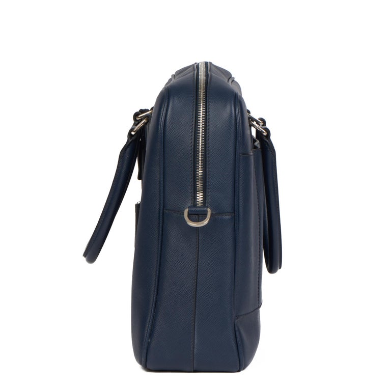  Prada Leather Tote, Baltic Blue : Clothing, Shoes