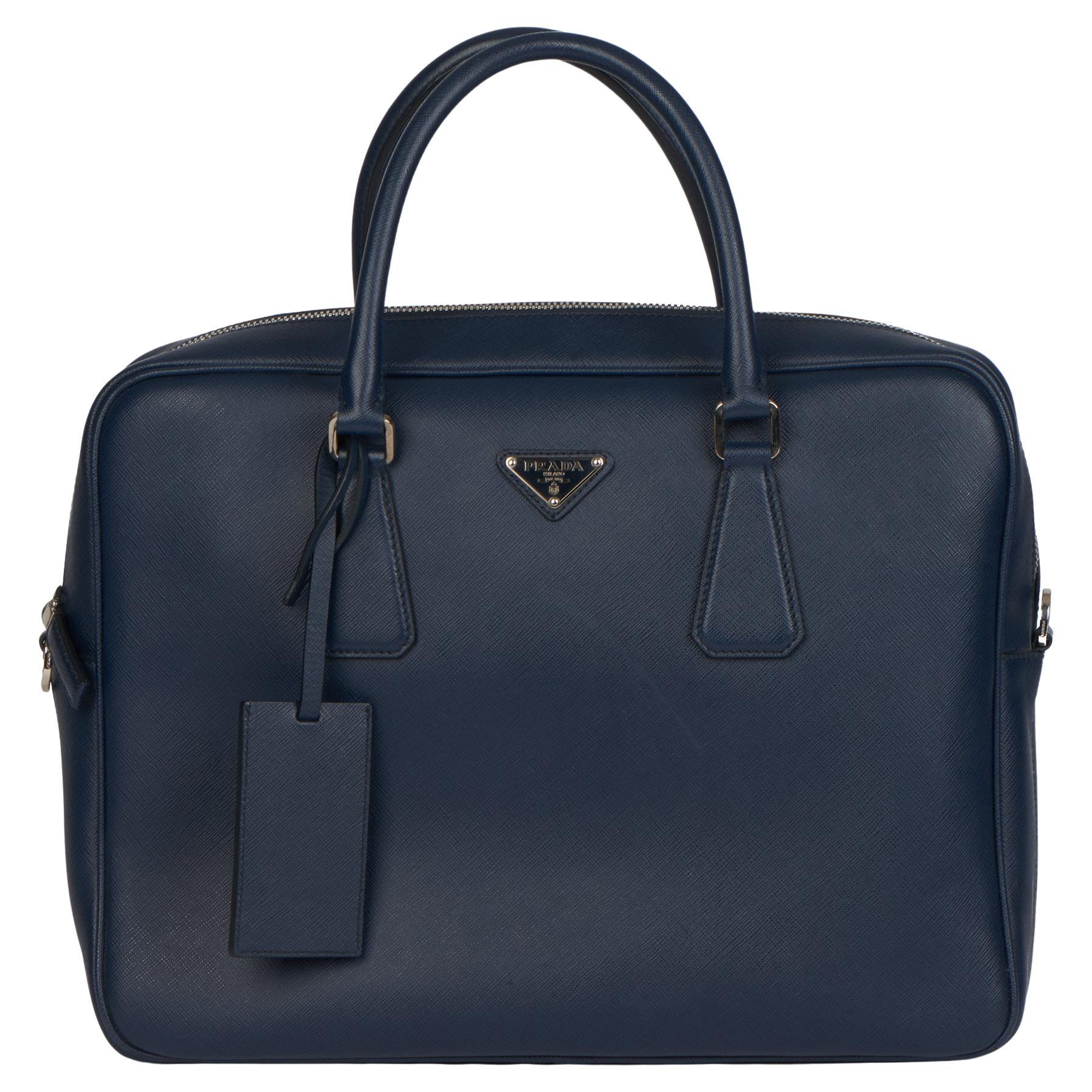Baltic Blue Large Prada Galleria Saffiano Leather Bag