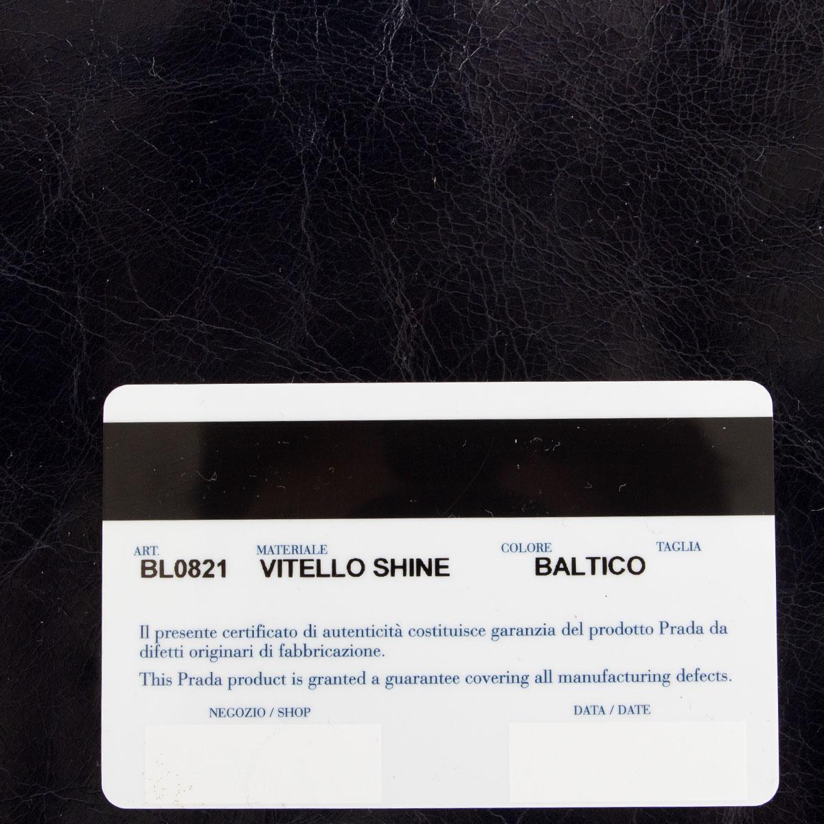 PRADA Baltico blue Vitello Shine leather BAULETTO MEDIUM BL0821 Satchel Bag In Excellent Condition In Zürich, CH