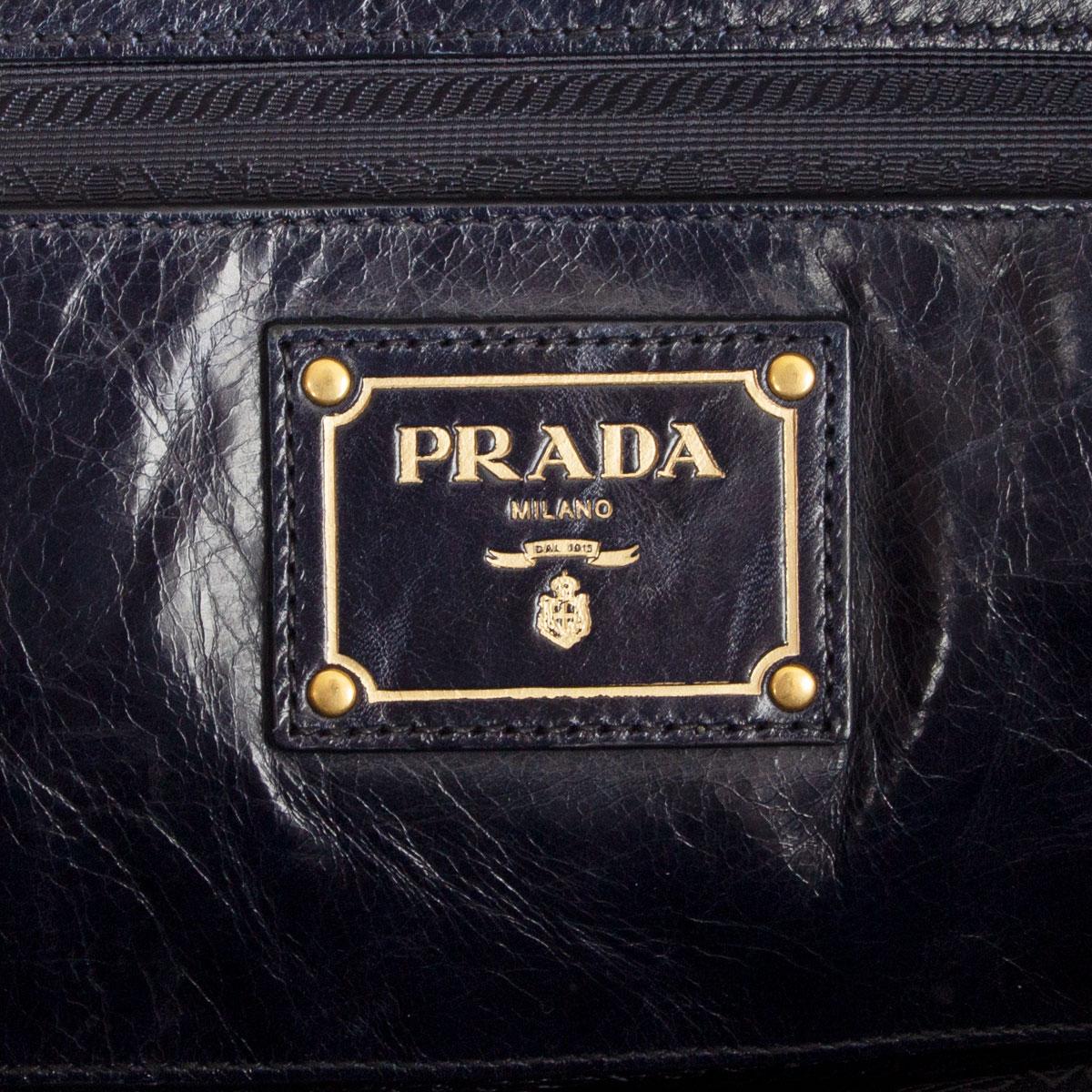 Women's PRADA Baltico blue Vitello Shine leather BAULETTO MEDIUM BL0821 Satchel Bag