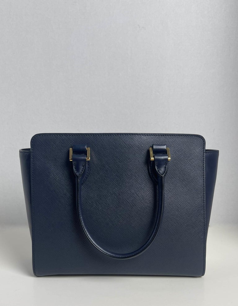 Prada Baltico Navy Blue Saffiano Leather Small Top Handle Crossbody Bag ...