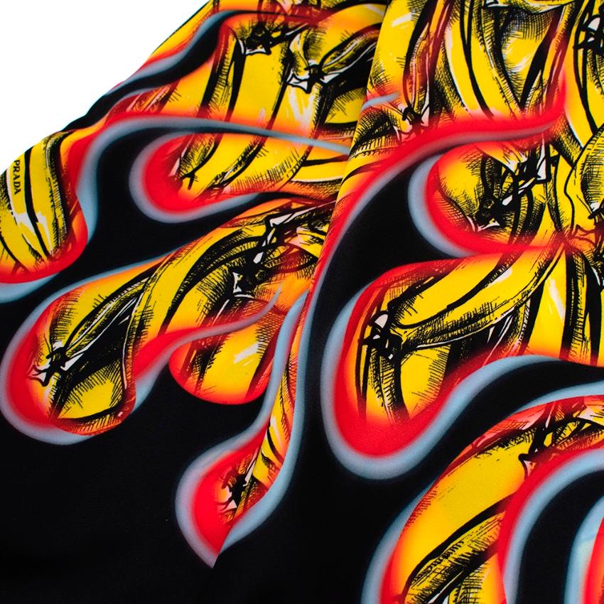 Prada Banana & flame-print gabardine dress - Size US 8 In Excellent Condition In London, GB