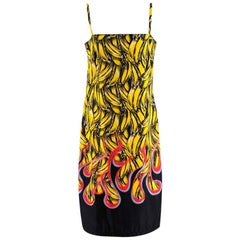 Prada Banana & flame-print gabardine dress - Size US 8