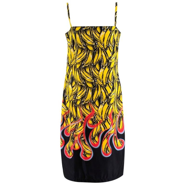 Prada Banana and flame-print gabardine dress - Size US 8 at 1stDibs