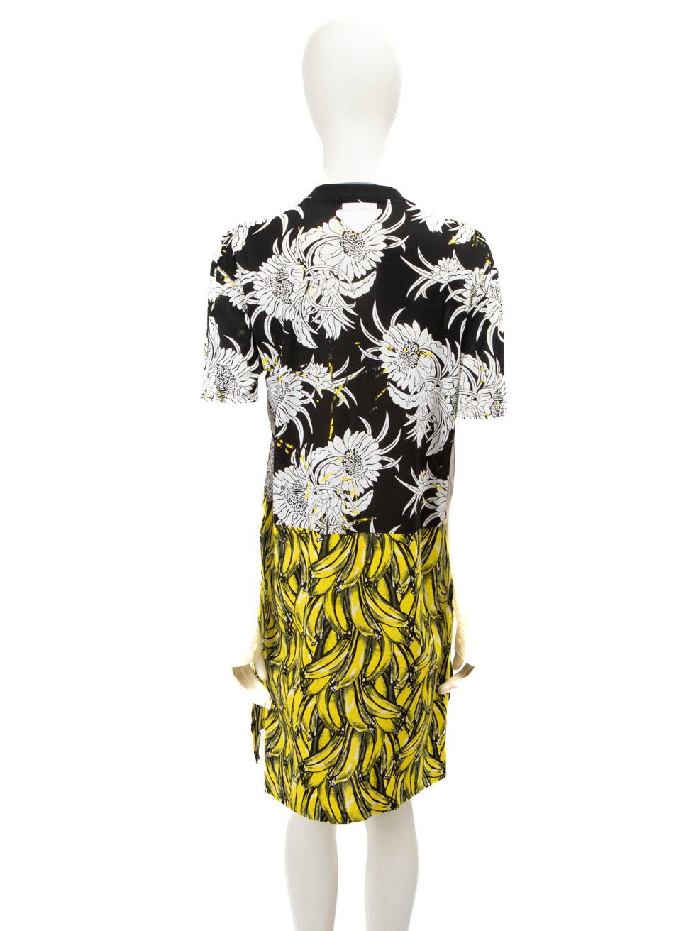 Beige Prada Banana & Floral Print Knee Length Dress Size S