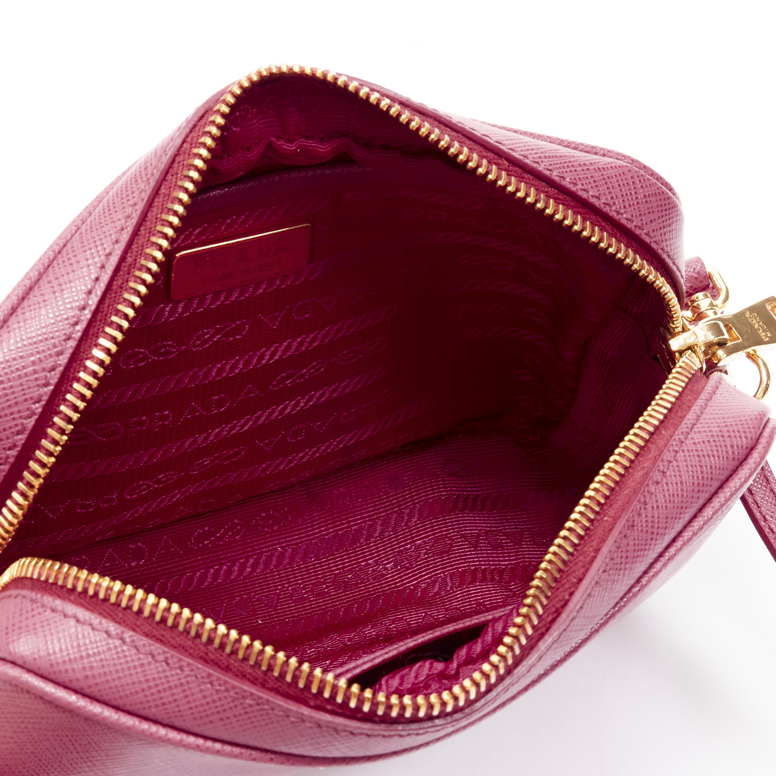 PRADA Bandoliera Bruyere pink saffiano leather gold logo crossbody camera bag 1