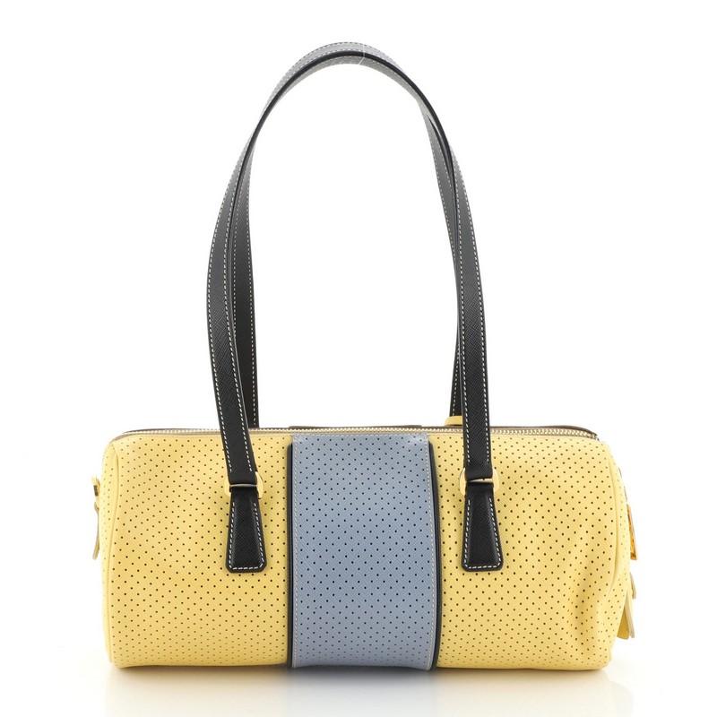 Prada Barrel Bag Perforated Saffiano Leather Medium