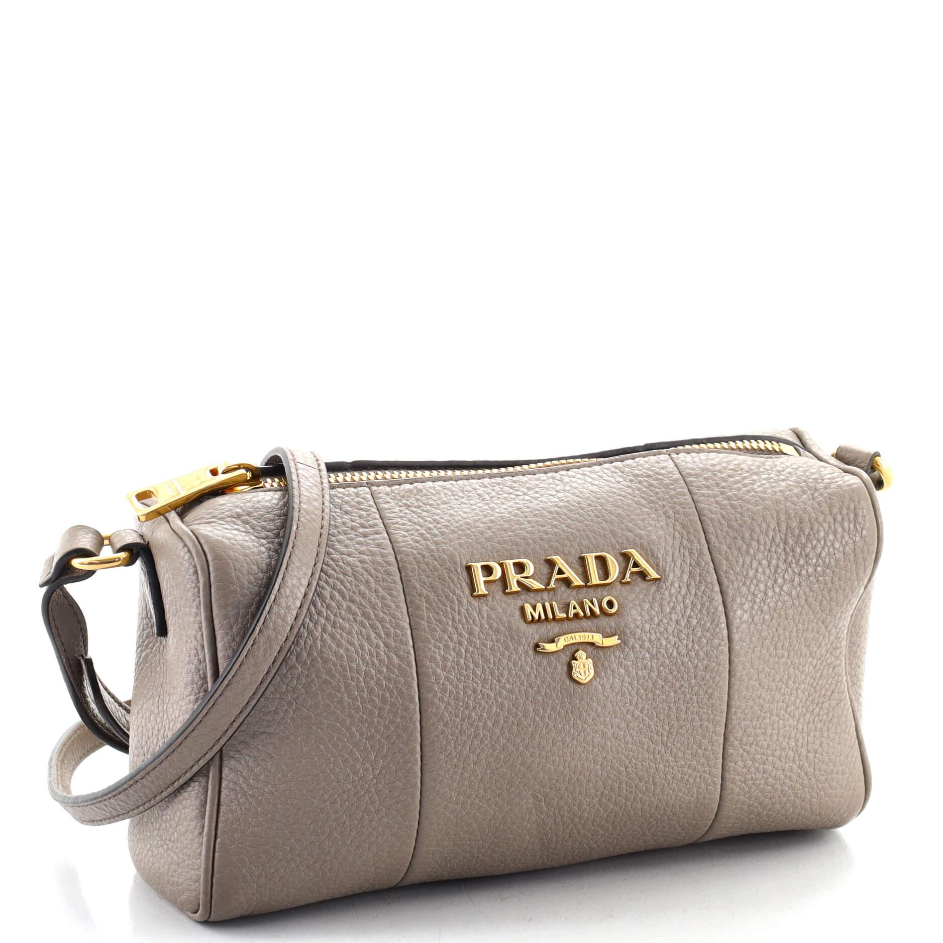 Gray Prada Barrel Crossbody Bag Vitello Phenix Mini