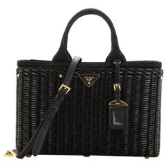 Prada Basket Bag Wicker with Canapa Large