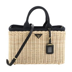 Prada Basket Bag Wicker with Canapa Large
