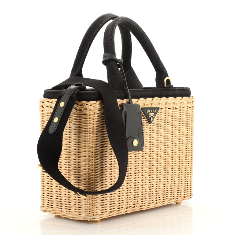 Prada Basket Bag Wicker with Canapa Large at 1stDibs