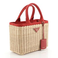 Prada Basket Bag Wicker With Canapa Small